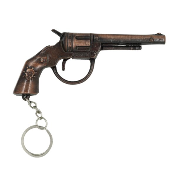 ANIKRAFT- Gun Pistol Shaped Metal Keychain for Bike & Cars Copper Colour Key Chain - Image 2