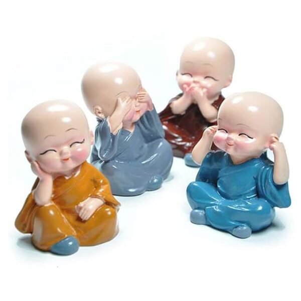 ANIKRAFT - Buddha Monk Figure Showpiece for Home Decoration Set of 4 (Multicolour) - Image 5