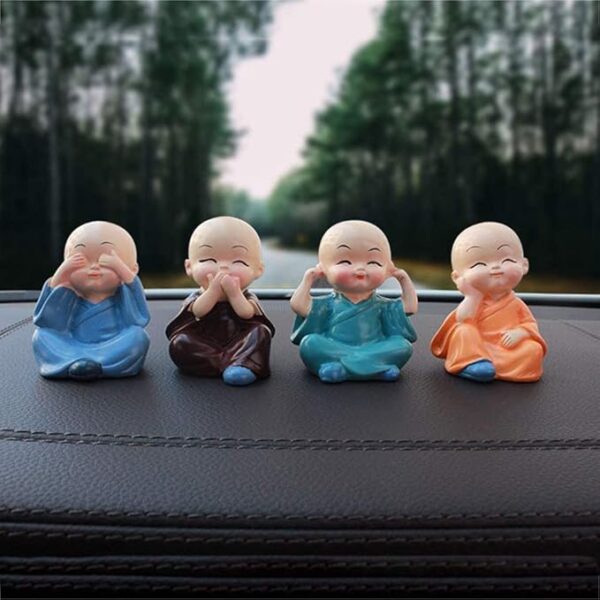 ANIKRAFT - Buddha Monk Figure Showpiece for Home Decoration Set of 4 (Multicolour) - Image 3